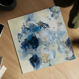 Indigo Monotype by Silvia Vassileva. Shown as a detailed flat fine art print, highlighting archival giclee quality. Available as an archival giclee rolled canvas, fine art paper, or poster print. SKU 60360a.