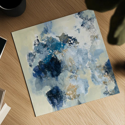 Indigo Monotype by Silvia Vassileva. Shown as a detailed flat fine art print, highlighting archival giclee quality. Available as an archival giclee rolled canvas, fine art paper, or poster print. SKU 60360a.