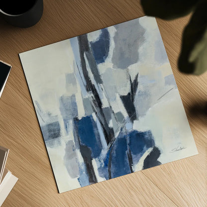 Indigo Mosaic by Silvia Vassileva. Shown as a detailed flat fine art print, highlighting archival giclee quality. Available as an archival giclee rolled canvas, fine art paper, or poster print. SKU 84523a.