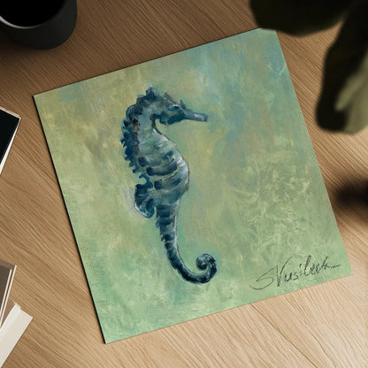 Indigo Sea Life I by Silvia Vassileva. Shown as a detailed flat fine art print, highlighting archival giclee quality. Available as an archival giclee rolled canvas, fine art paper, or poster print. SKU 22089a.