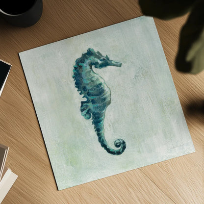 Indigo Sea Life I by Silvia Vassileva. Shown as a detailed flat fine art print, highlighting archival giclee quality. Available as an archival giclee rolled canvas, fine art paper, or poster print. SKU 46902a.