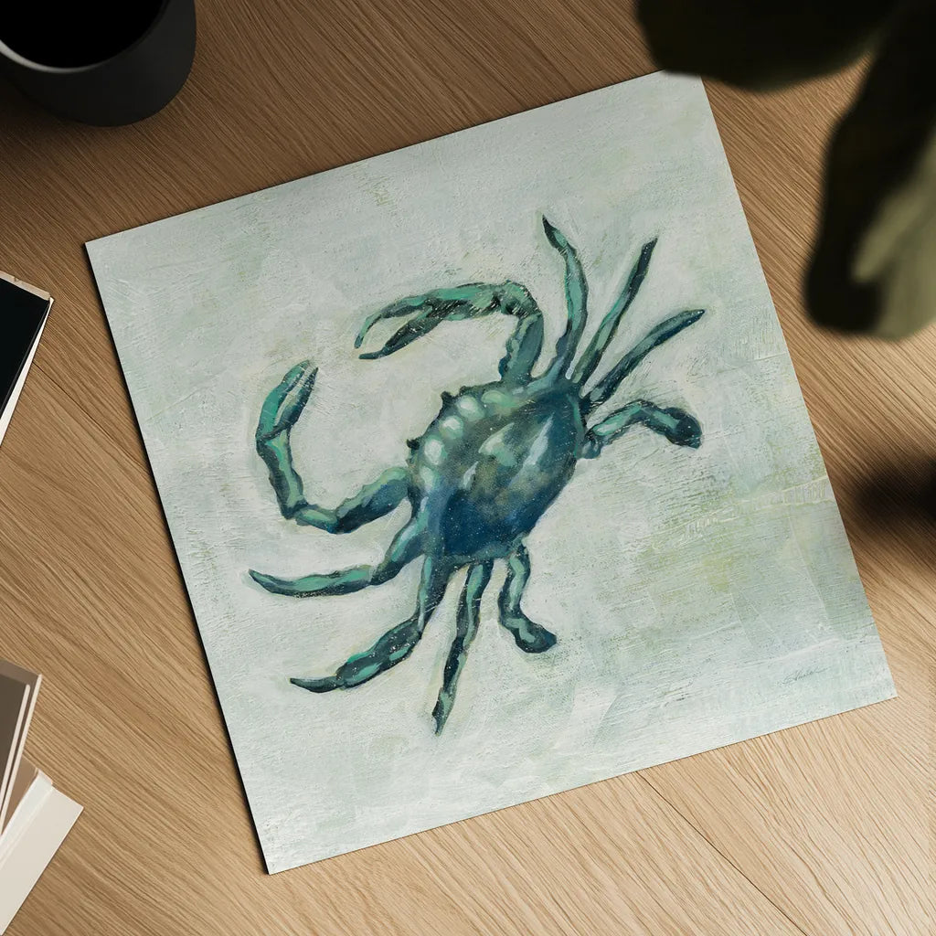 Indigo Sea Life II by Silvia Vassileva. Shown as a detailed flat fine art print, highlighting archival giclee quality. Available as an archival giclee rolled canvas, fine art paper, or poster print. SKU 46903a.