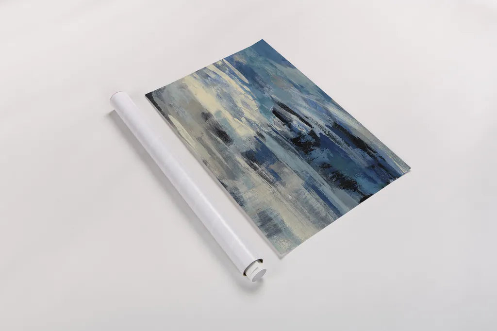 Indigo Wave Crop by Silvia Vassileva. shown as a rolled paper print. Available as archival giclee rolled canvas, fine art paper, or poster print. SKU 21582i.