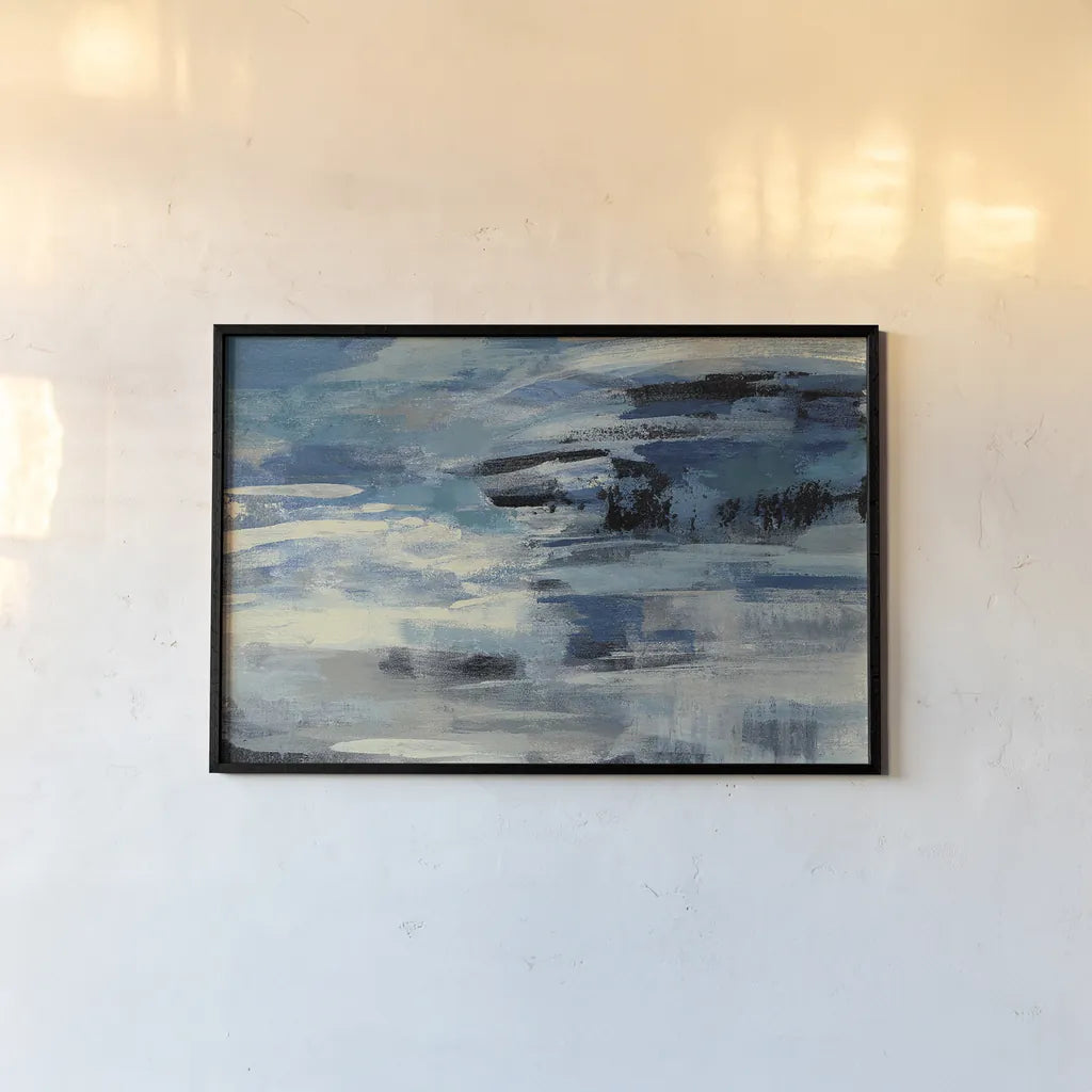 Indigo Wave Crop by Silvia Vassileva. shown as a paper print in a black flame. Available as a archival giclee rolled canvas, fine art paper, or poster print. SKU 21582i.