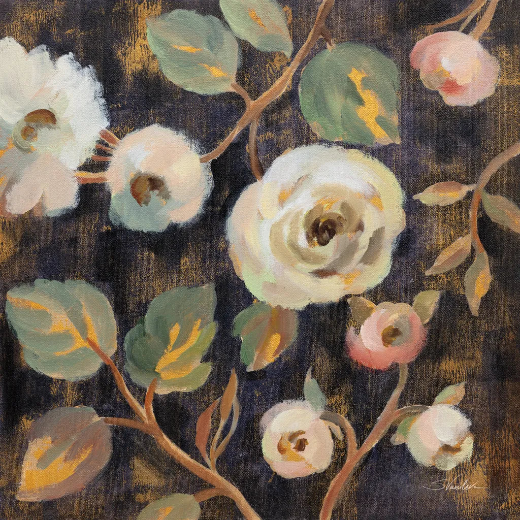 Indigo and Gold Branches I by Silvia Vassileva. SKU 87412a. Archival Giclee Fine art print for wall decor.