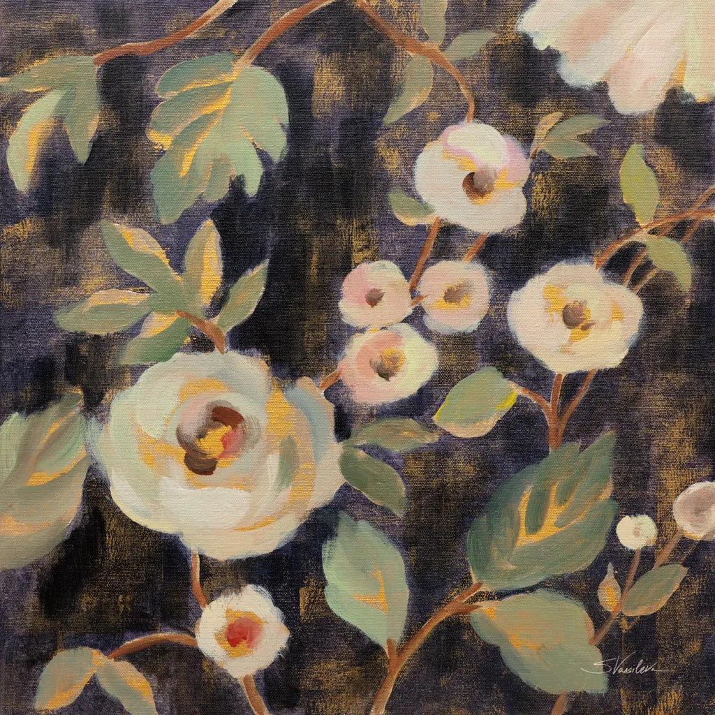 Indigo and Gold Branches II by Silvia Vassileva. SKU 87413a. Archival Giclee Fine art print for wall decor.