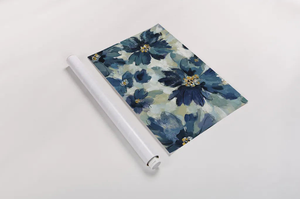 Inky Floral I by Silvia Vassileva. shown as a rolled paper print. Available as archival giclee rolled canvas, fine art paper, or poster print. SKU 29745h.