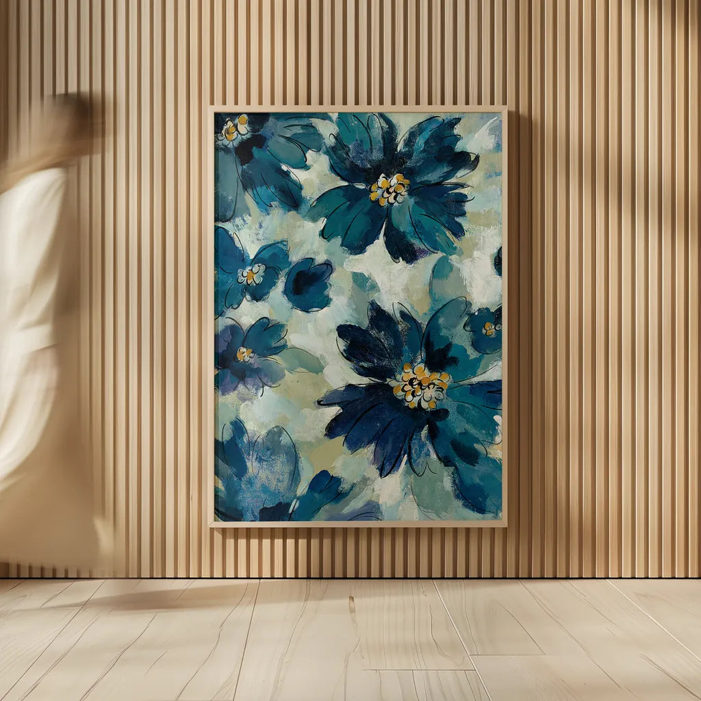 Inky Floral I by Silvia Vassileva. shown as over sized large wall art. Available as an archival giclee rolled canvas, fine art paper, or poster print. SKU 29745h.