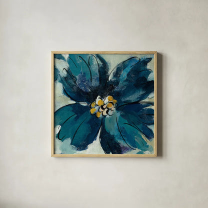 Inky Floral II by Silvia Vassileva. Shown in a natural wood glass frame for a timeless modern aesthetic. Available as an archival giclee rolled canvas, fine art paper, or poster print. SKU 30310a.