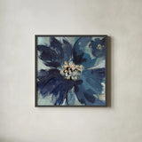 Inky Floral III Cool by Silvia Vassileva. Shown in a sleek black glass frame for a contemporary gallery look. Available as an archival giclee rolled canvas, fine art paper, or poster print. SKU 56955a.