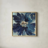 Inky Floral III Cool by Silvia Vassileva. Shown in a natural wood glass frame for a timeless modern aesthetic. Available as an archival giclee rolled canvas, fine art paper, or poster print. SKU 56955a.