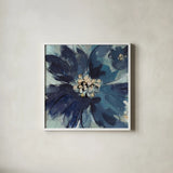 Inky Floral III Cool by Silvia Vassileva. Shown in a crisp white glass frame for a clean and minimalist style. Available as an archival giclee rolled canvas, fine art paper, or poster print. SKU 56955a.
