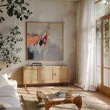 Inlet by Silvia Vassileva. Shown in a natural wood frame in a cozy modern living room. Available as an archival giclee rolled canvas, fine art paper, or poster print. SKU 91996a.