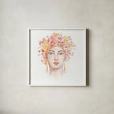 International Woman III by Silvia Vassileva. Shown in a crisp white glass frame for a clean and minimalist style. Available as an archival giclee rolled canvas, fine art paper, or poster print. SKU 65245a.