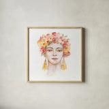 International Woman IV by Silvia Vassileva. Shown in a natural wood glass frame for a timeless modern aesthetic. Available as an archival giclee rolled canvas, fine art paper, or poster print. SKU 65246a.