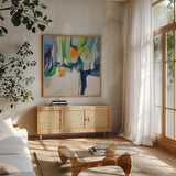 Invigoration by Silvia Vassileva. Shown in a natural wood frame in a cozy modern living room. Available as an archival giclee rolled canvas, fine art paper, or poster print. SKU 94825a.