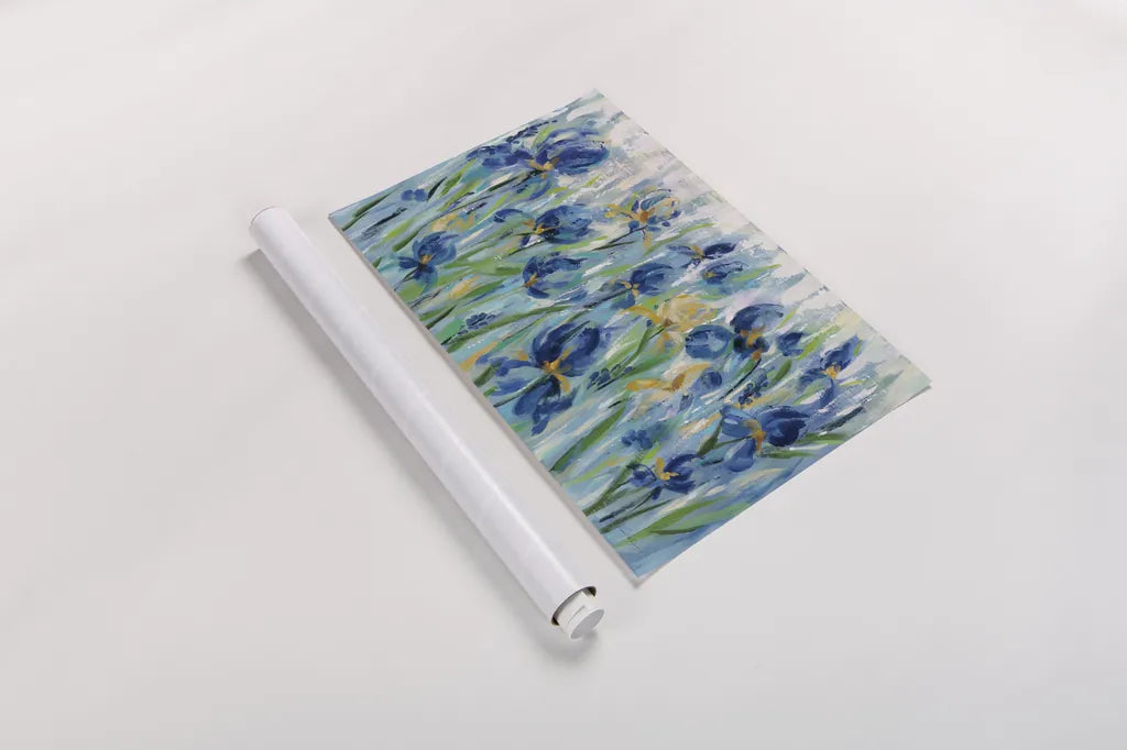 Iris Flower Bed by Silvia Vassileva. shown as a rolled paper print. Available as archival giclee rolled canvas, fine art paper, or poster print. SKU 34107i.