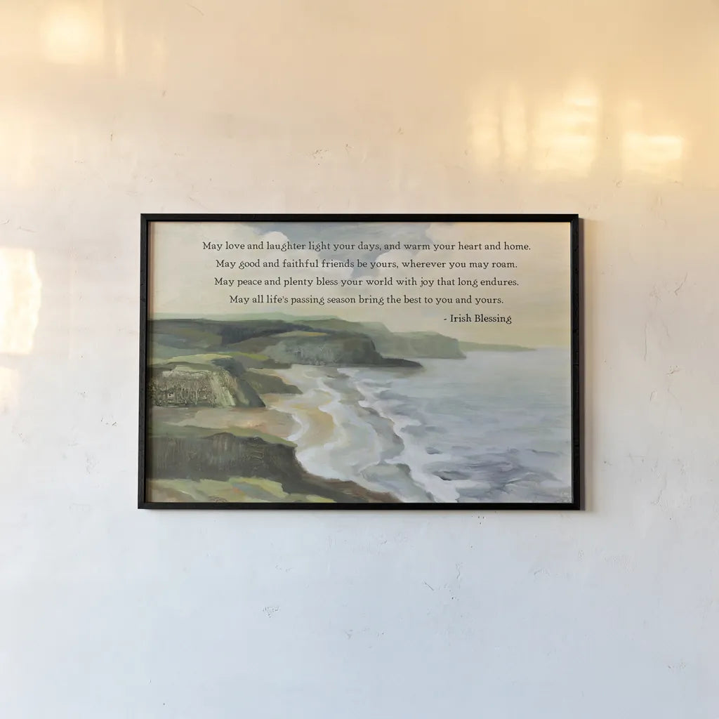 Irish Coast by Silvia Vassileva. shown as a paper print in a black flame. Available as a archival giclee rolled canvas, fine art paper, or poster print. SKU 97383i.