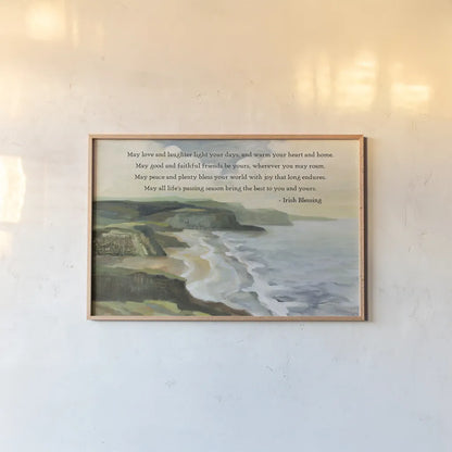 Irish Coast by Silvia Vassileva. shown as a paper print in a natural frame. Available as a archival giclee rolled canvas, fine art paper, or poster print. SKU 97383i.