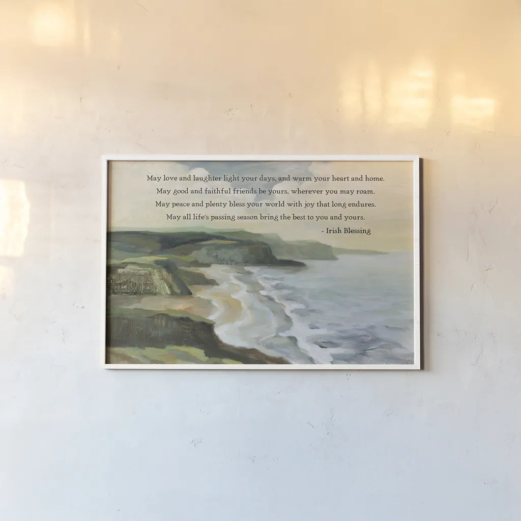 Irish Coast by Silvia Vassileva. shown as a paper print in a white frame. Available as a archival giclee rolled canvas, fine art paper, or poster print. SKU 97383i.