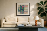 Island Hues II Crop Bright by Silvia Vassileva. Displayed in a glass frame with matte in a clean modern living room. Available as an archival giclee rolled canvas, fine art paper, or poster print. SKU 33622a.