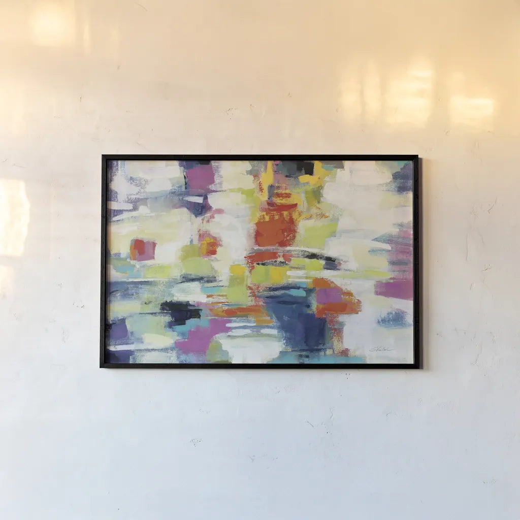 Island Town Bright by Silvia Vassileva. shown as a paper print in a black flame. Available as a archival giclee rolled canvas, fine art paper, or poster print. SKU 64568i.