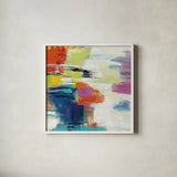 Island Town III Bright by Silvia Vassileva. Shown in a crisp white glass frame for a clean and minimalist style. Available as an archival giclee rolled canvas, fine art paper, or poster print. SKU 64570a.