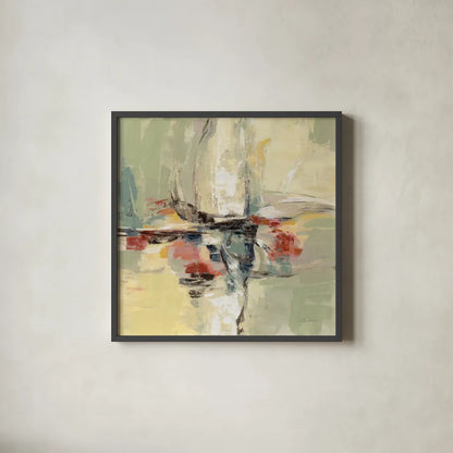 Island Vibe by Silvia Vassileva. Shown in a sleek black glass frame for a contemporary gallery look. Available as an archival giclee rolled canvas, fine art paper, or poster print. SKU 67914a.