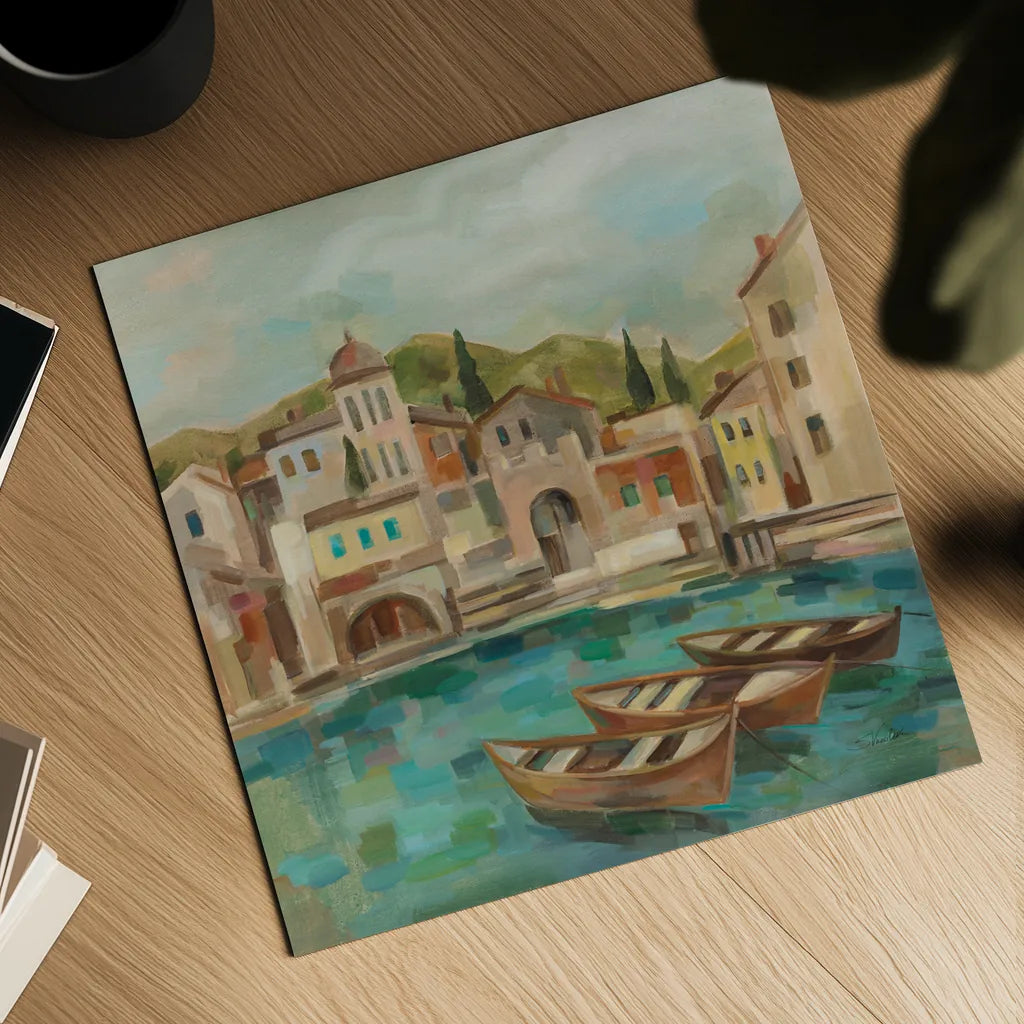 Italian Bay by Silvia Vassileva. Shown as a detailed flat fine art print, highlighting archival giclee quality. Available as an archival giclee rolled canvas, fine art paper, or poster print. SKU 100770a.