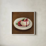 Italian Desserts I by Silvia Vassileva. Shown in a crisp white glass frame for a clean and minimalist style. Available as an archival giclee rolled canvas, fine art paper, or poster print. SKU 103200a.