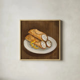 Italian Desserts III by Silvia Vassileva. Shown in a natural wood glass frame for a timeless modern aesthetic. Available as an archival giclee rolled canvas, fine art paper, or poster print. SKU 103202a.