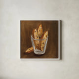 Italian Desserts IV by Silvia Vassileva. Shown in a crisp white glass frame for a clean and minimalist style. Available as an archival giclee rolled canvas, fine art paper, or poster print. SKU 103203a.