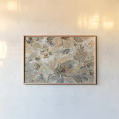 Ivory Floral by Silvia Vassileva. shown as a paper print in a natural frame. Available as a archival giclee rolled canvas, fine art paper, or poster print. SKU 32405i.