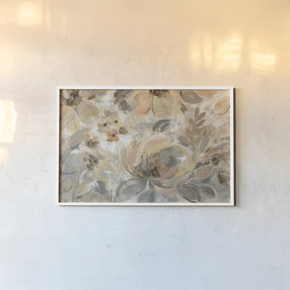 Ivory Floral by Silvia Vassileva. shown as a paper print in a white frame. Available as a archival giclee rolled canvas, fine art paper, or poster print. SKU 32405i.