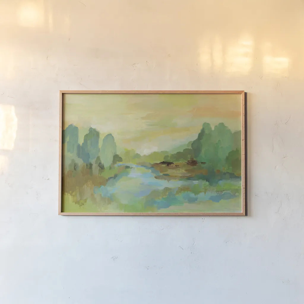 Jade Forest by Silvia Vassileva. shown as a paper print in a natural frame. Available as a archival giclee rolled canvas, fine art paper, or poster print. SKU 28108i.