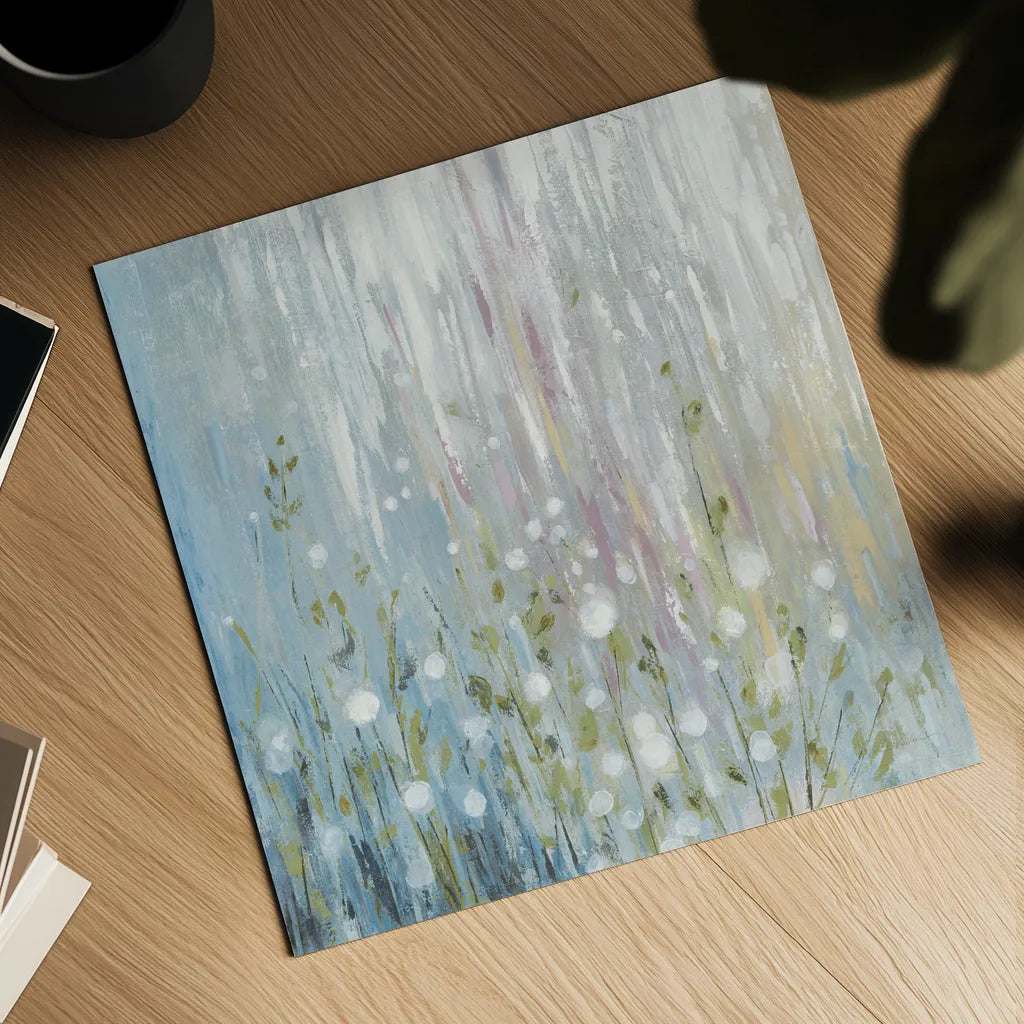 January Branches Blue Green by Silvia Vassileva. Shown as a detailed flat fine art print, highlighting archival giclee quality. Available as an archival giclee rolled canvas, fine art paper, or poster print. SKU 48719a.