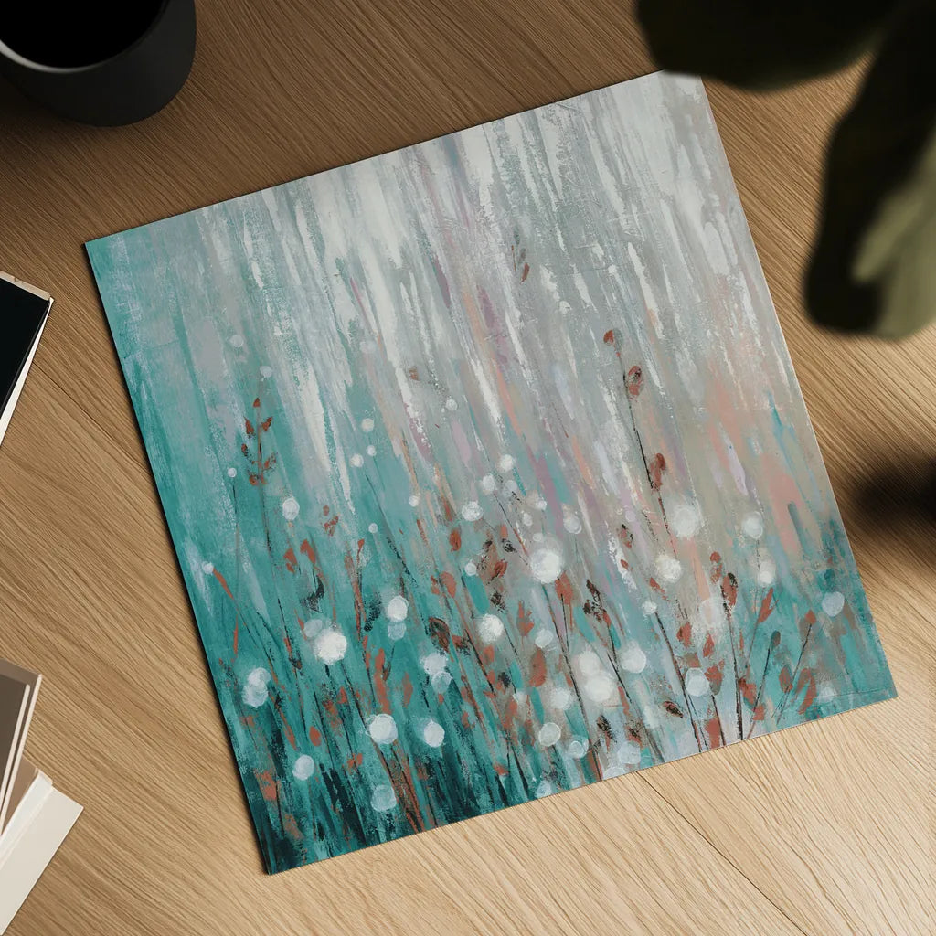 January Branches Green by Silvia Vassileva. Shown as a detailed flat fine art print, highlighting archival giclee quality. Available as an archival giclee rolled canvas, fine art paper, or poster print. SKU 47887a.