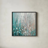 January Branches Green by Silvia Vassileva. Shown in a sleek black glass frame for a contemporary gallery look. Available as an archival giclee rolled canvas, fine art paper, or poster print. SKU 47887a.