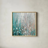 January Branches Green by Silvia Vassileva. Shown in a natural wood glass frame for a timeless modern aesthetic. Available as an archival giclee rolled canvas, fine art paper, or poster print. SKU 47887a.
