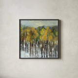 January Landscape by Silvia Vassileva. Shown in a sleek black glass frame for a contemporary gallery look. Available as an archival giclee rolled canvas, fine art paper, or poster print. SKU 23405a.