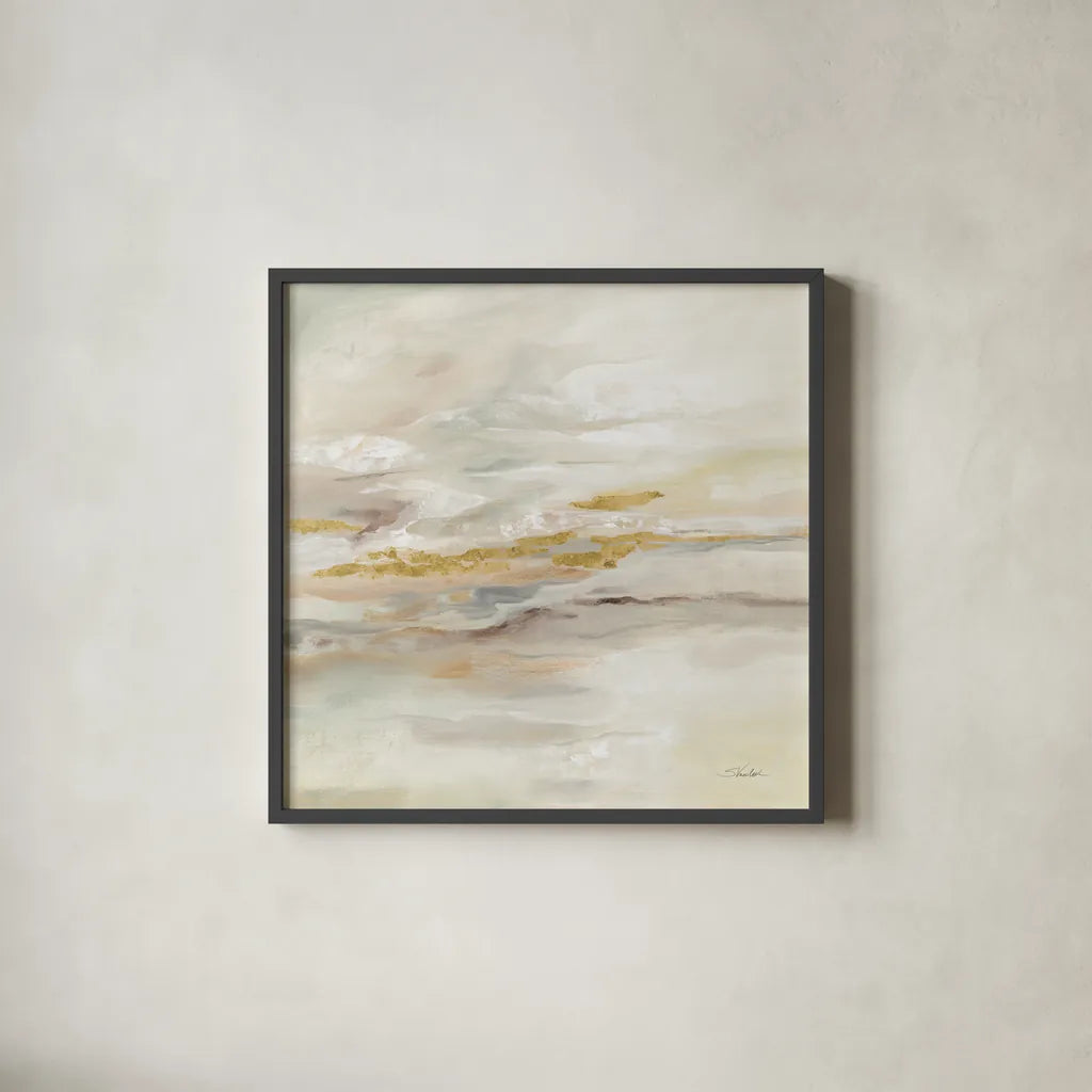 January Slopes by Silvia Vassileva. Shown in a sleek black glass frame for a contemporary gallery look. Available as an archival giclee rolled canvas, fine art paper, or poster print. SKU 77107a.