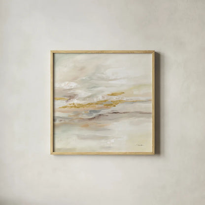 January Slopes by Silvia Vassileva. Shown in a natural wood glass frame for a timeless modern aesthetic. Available as an archival giclee rolled canvas, fine art paper, or poster print. SKU 77107a.