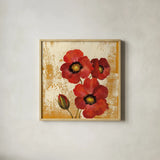 Jewel Flower I by Silvia Vassileva. Shown in a natural wood glass frame for a timeless modern aesthetic. Available as an archival giclee rolled canvas, fine art paper, or poster print. SKU 61017a.