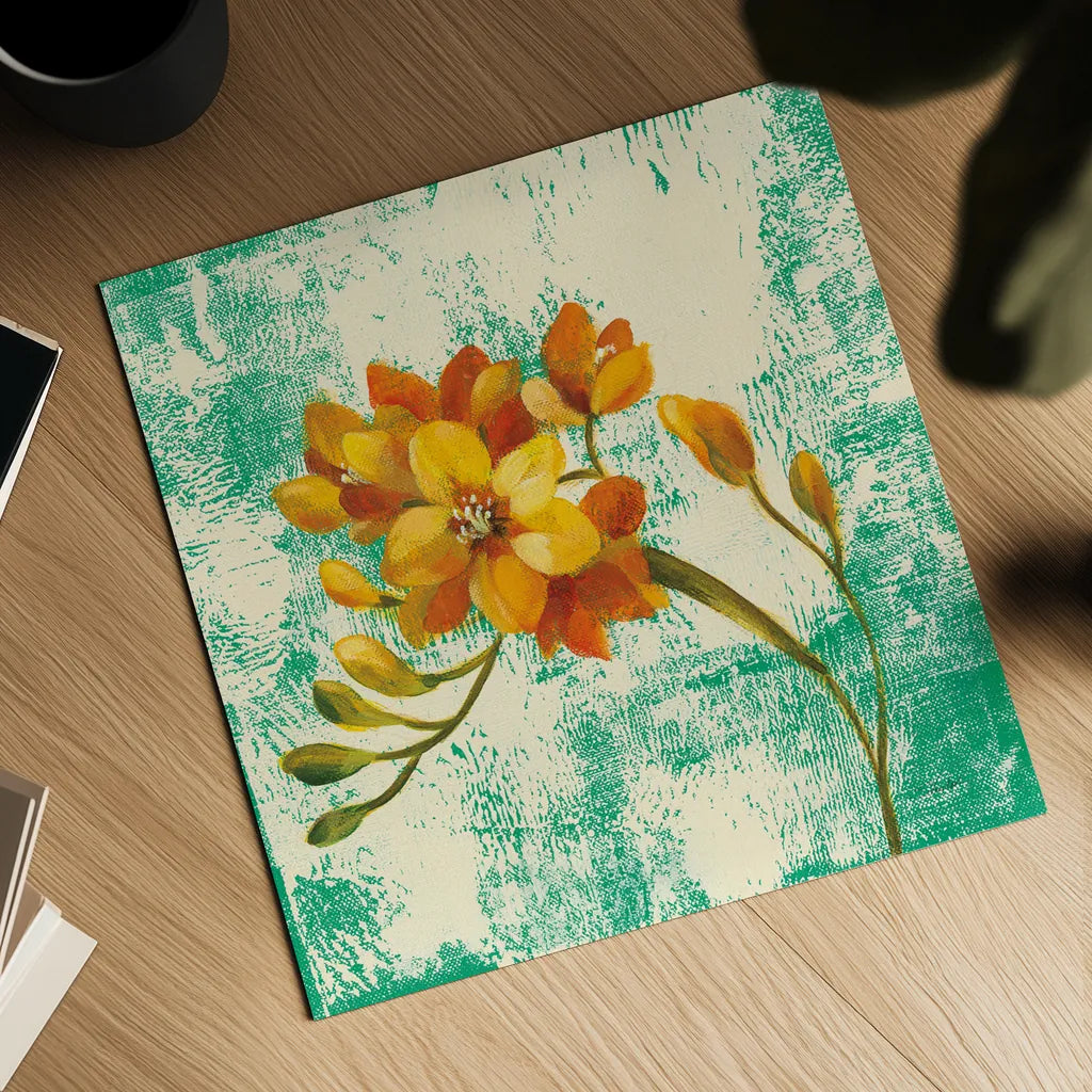 Jewel Flower II by Silvia Vassileva. Shown as a detailed flat fine art print, highlighting archival giclee quality. Available as an archival giclee rolled canvas, fine art paper, or poster print. SKU 59263a.