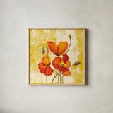 Jewel Flower III by Silvia Vassileva. Shown in a natural wood glass frame for a timeless modern aesthetic. Available as an archival giclee rolled canvas, fine art paper, or poster print. SKU 61019a.