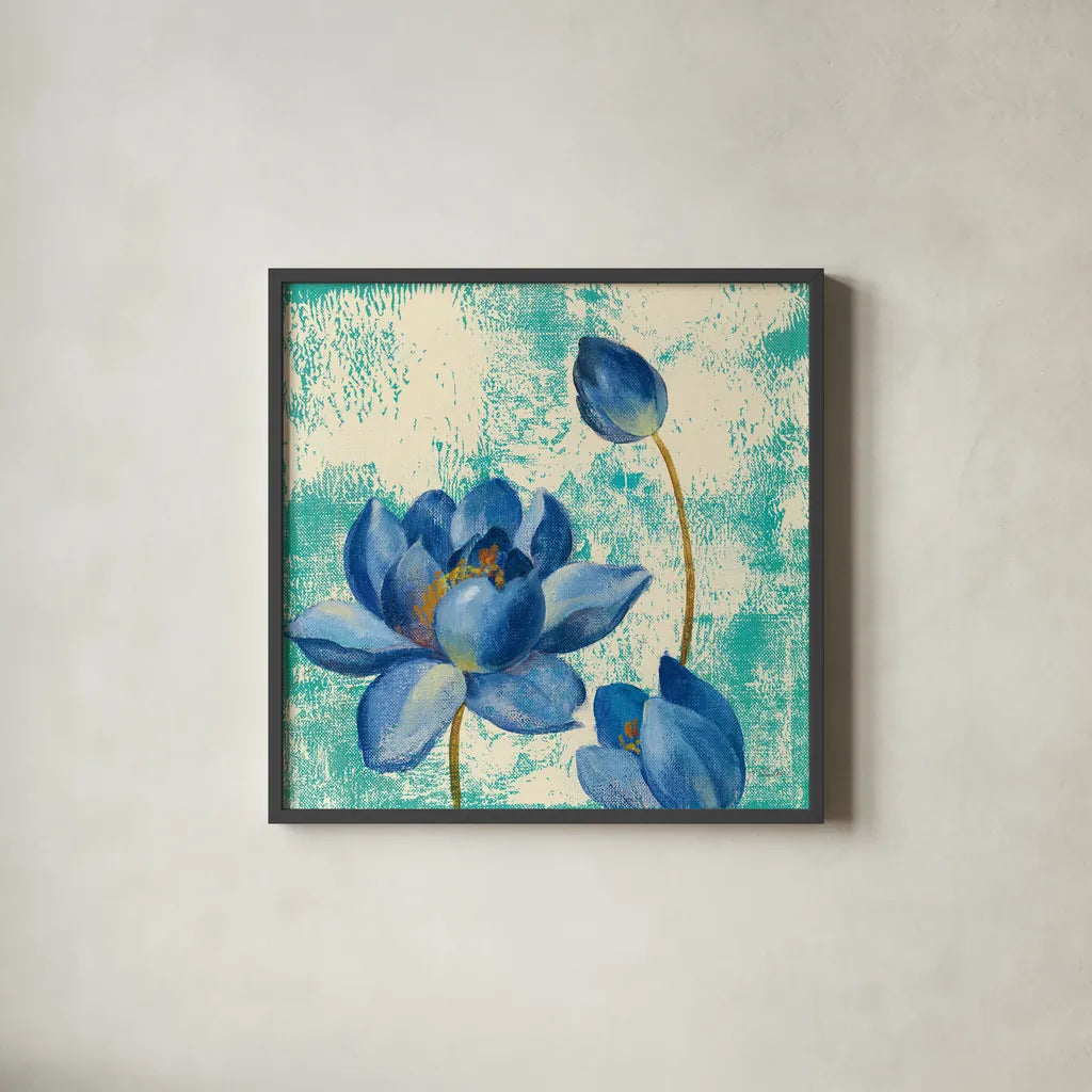 Jewel Flower IV by Silvia Vassileva. Shown in a sleek black glass frame for a contemporary gallery look. Available as an archival giclee rolled canvas, fine art paper, or poster print. SKU 61021a.