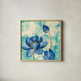 Jewel Flower IV by Silvia Vassileva. Shown in a natural wood glass frame for a timeless modern aesthetic. Available as an archival giclee rolled canvas, fine art paper, or poster print. SKU 61021a.