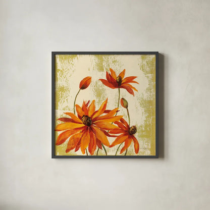 Jewel Flower VI by Silvia Vassileva. Shown in a sleek black glass frame for a contemporary gallery look. Available as an archival giclee rolled canvas, fine art paper, or poster print. SKU 61025a.