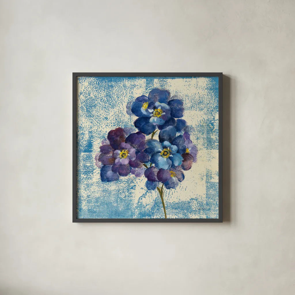 Jewel Flower VII by Silvia Vassileva. Shown in a sleek black glass frame for a contemporary gallery look. Available as an archival giclee rolled canvas, fine art paper, or poster print. SKU 61026a.