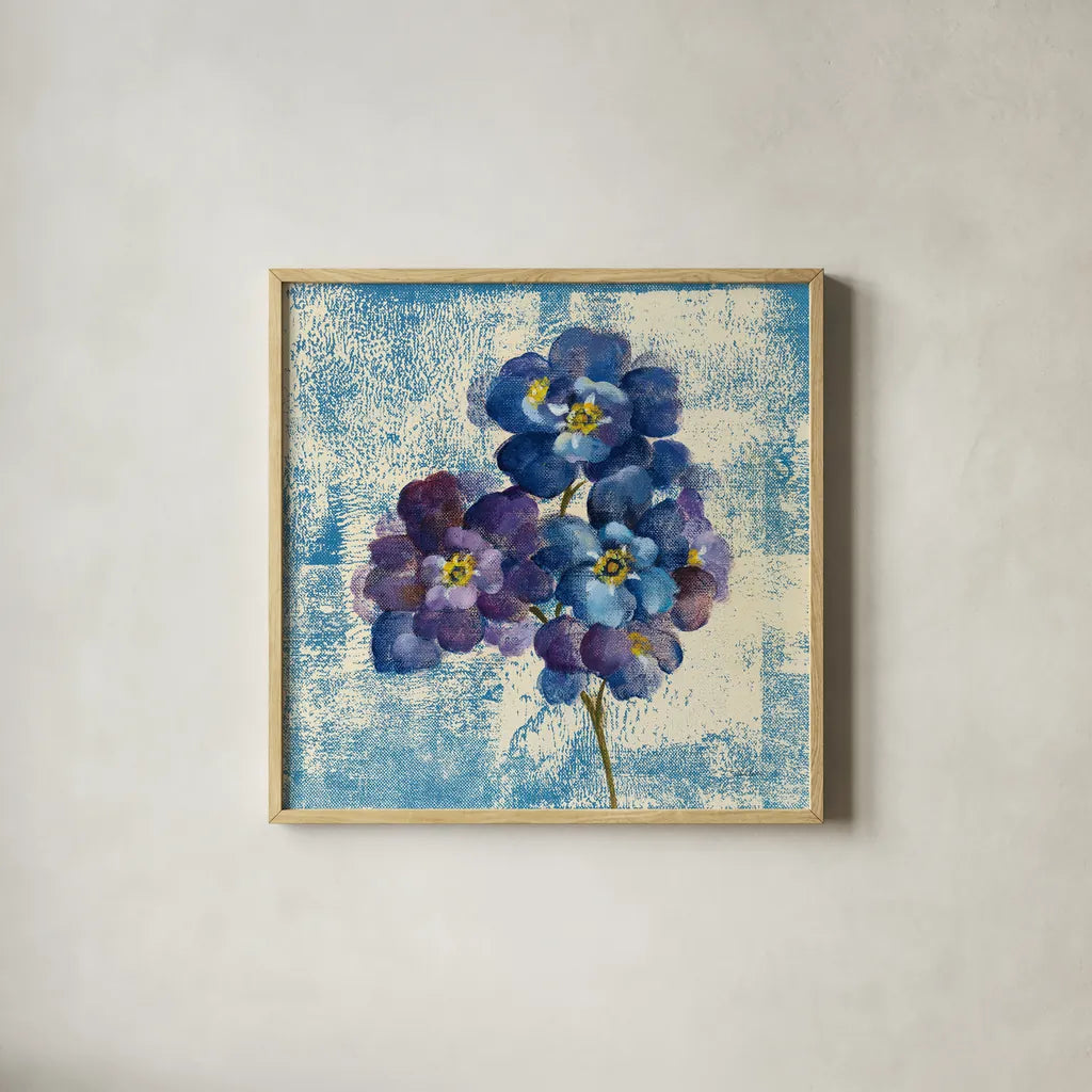 Jewel Flower VII by Silvia Vassileva. Shown in a natural wood glass frame for a timeless modern aesthetic. Available as an archival giclee rolled canvas, fine art paper, or poster print. SKU 61026a.